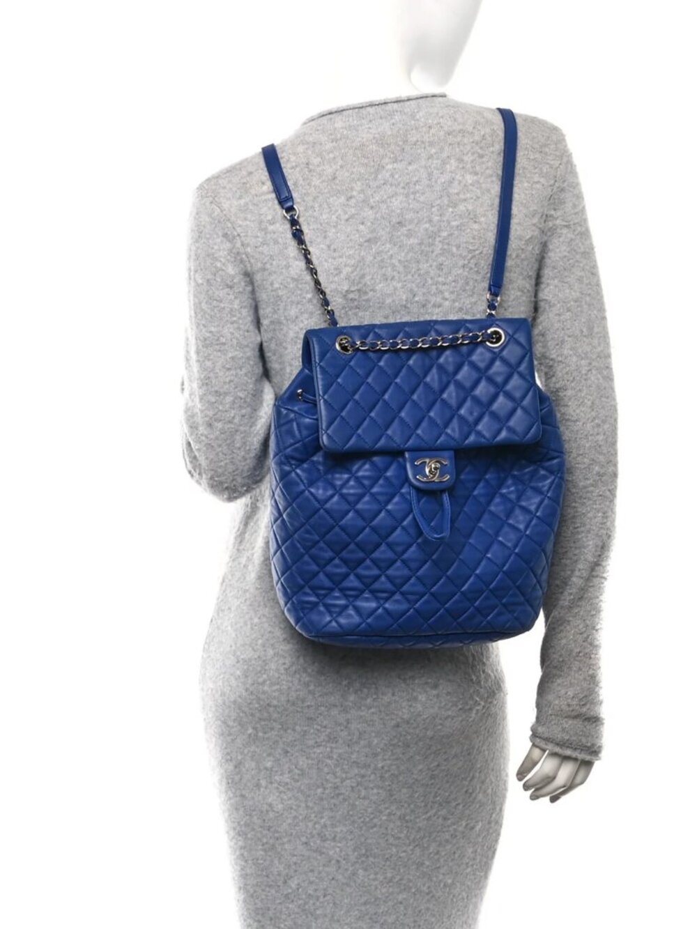 Chanel Lambskin Quilted Large Urban Spirit Backpack Blue Shoulder Bag Sling - Picture 2 of 10